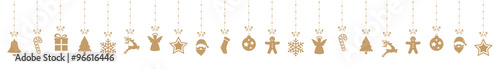 christmas decoration elements hanging isolated background