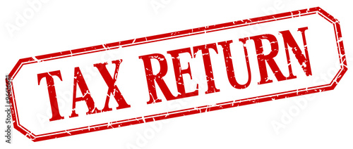 tax return square red grunge vintage isolated label