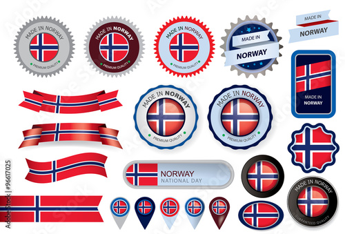 Made in Norway Seal, Norwegian Flag (Vector Art)