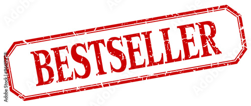 bestseller square red grunge vintage isolated label