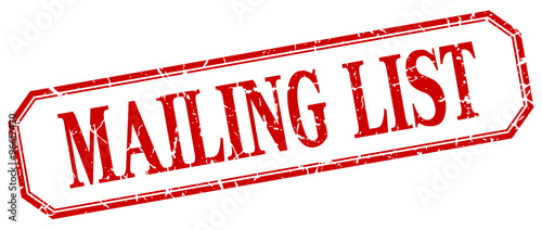 mailing list square red grunge vintage isolated label
