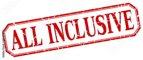 all inclusive square red grunge vintage isolated label