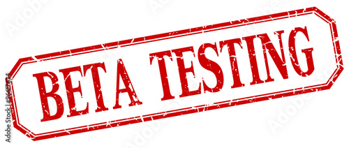 beta testing square red grunge vintage isolated label