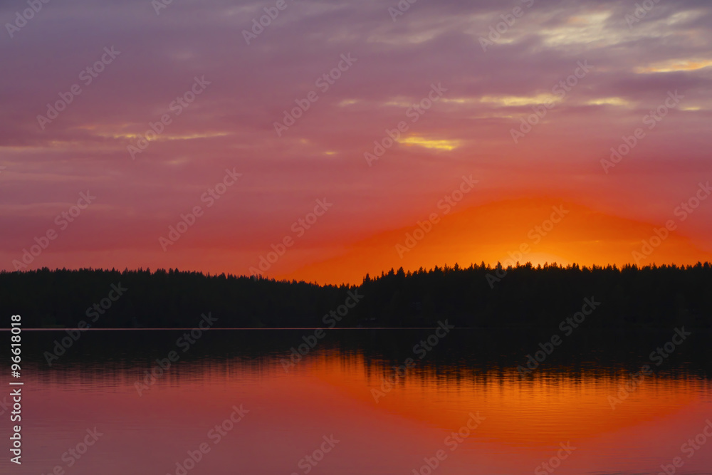 Sunset at lake.