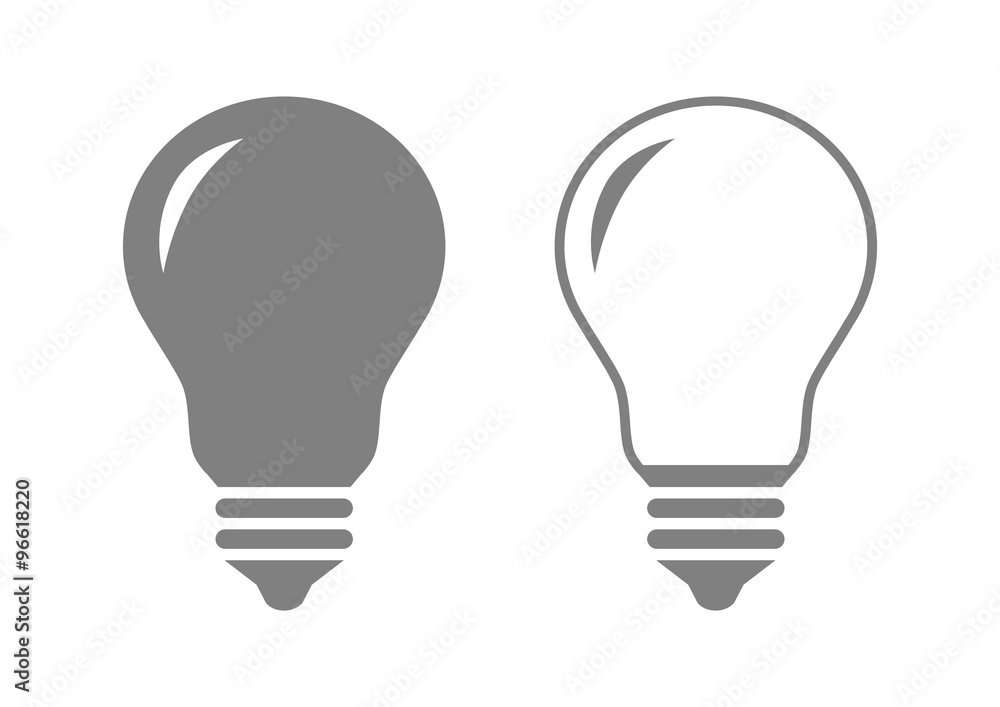 Grey lightbulb icons on white background Grey lightbulb icons on white background