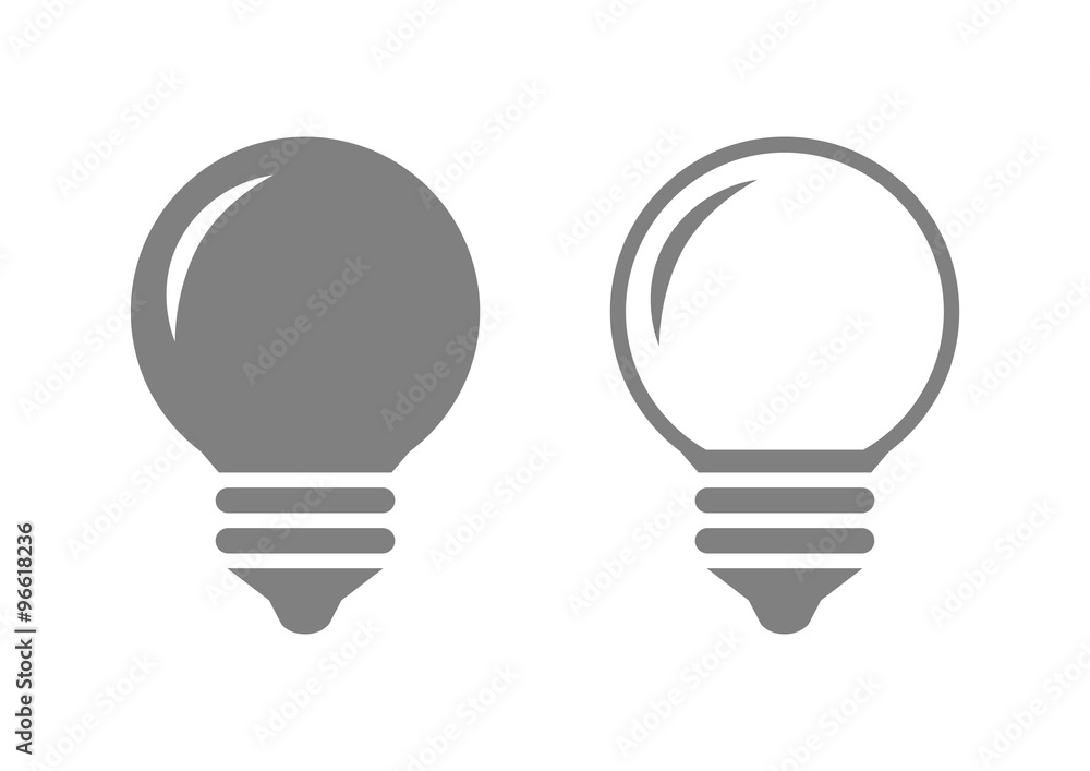 Grey lightbulb icons on white background Grey lightbulb icons on white background