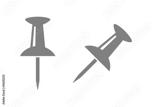 Grey pushpin icons on white background
