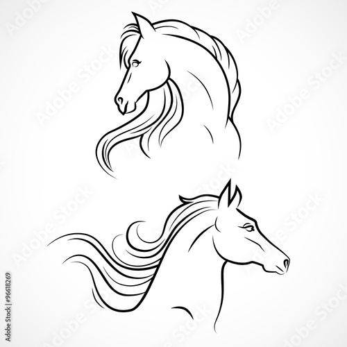 Vector silhouette of horses