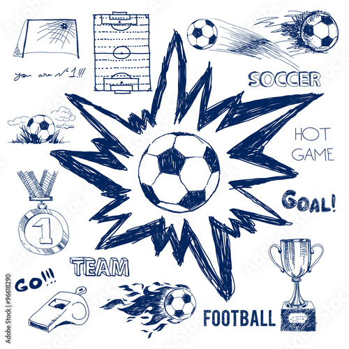 Vector sketch of football elements