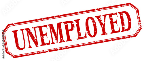 unemployed square red grunge vintage isolated label