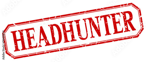 headhunter square red grunge vintage isolated label