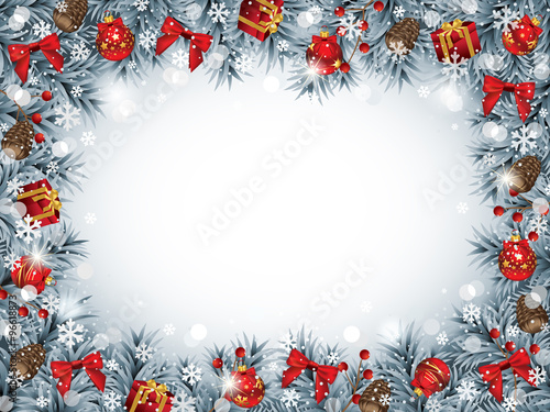 Christmas Frame with lots of Decorative Ornaments