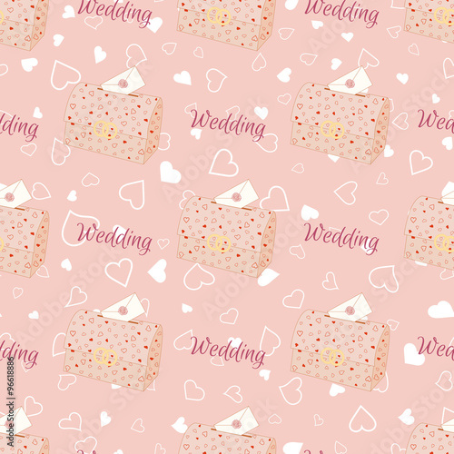 Vector pink wedding seamless pattern with chest.