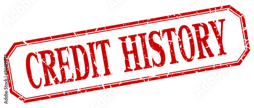 credit history square red grunge vintage isolated label
