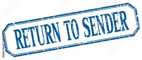 return to sender square blue grunge vintage isolated label