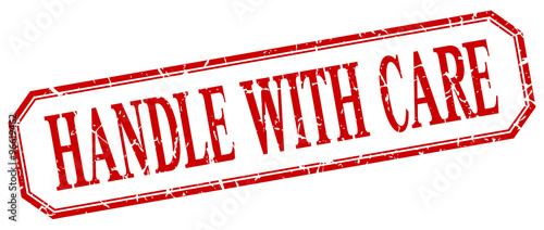 handle with care square red grunge vintage isolated label
