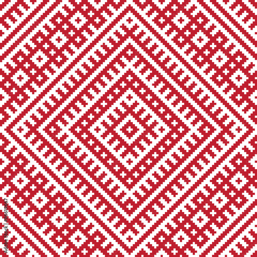 Red and white geometric folk russian seamless pattern Red and white geometric folk russian seamless pattern