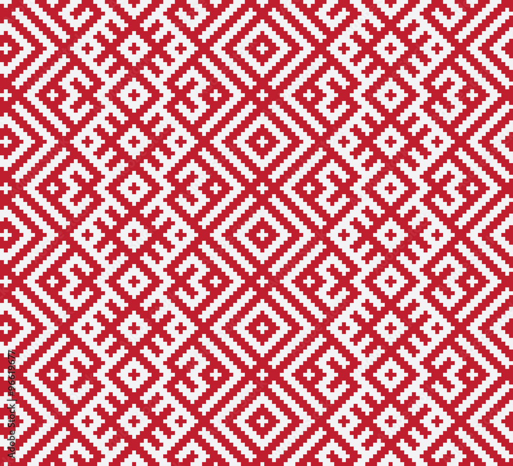 Red and white geometric folk russian seamless pattern Red and white geometric folk russian seamless pattern