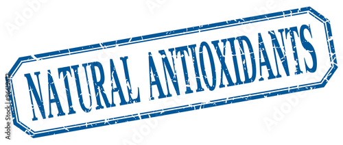 natural antioxidants square blue grunge vintage isolated label