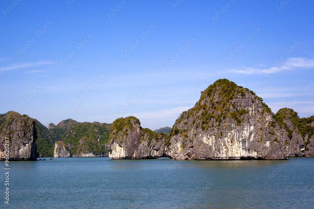 Limestone rock formations in Ha Long Bay, Vietnam