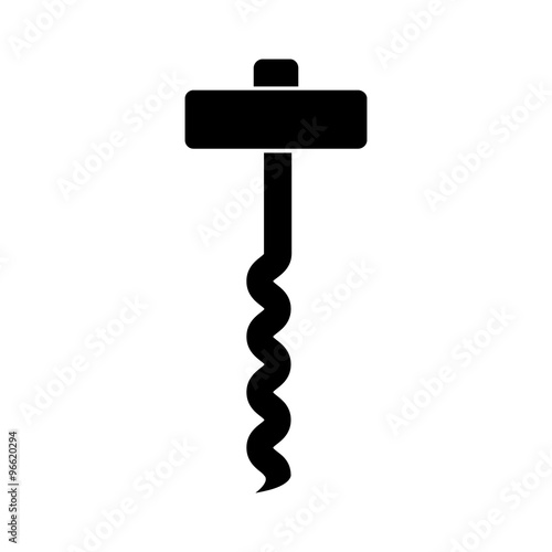 black silhouette image of a corkscrew on a white background