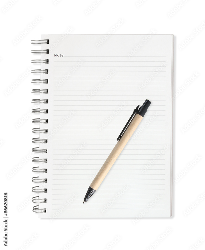 note book with pen isolated on white background note book with pen isolated on white background