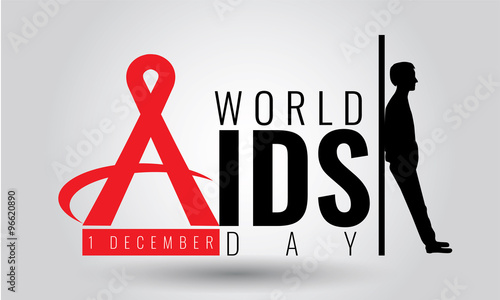 World AIDS day - vector sign symbol. 1 December. HIV