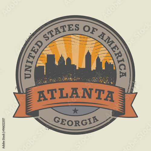 Grunge rubber stamp with name of Atlanta, Georgia