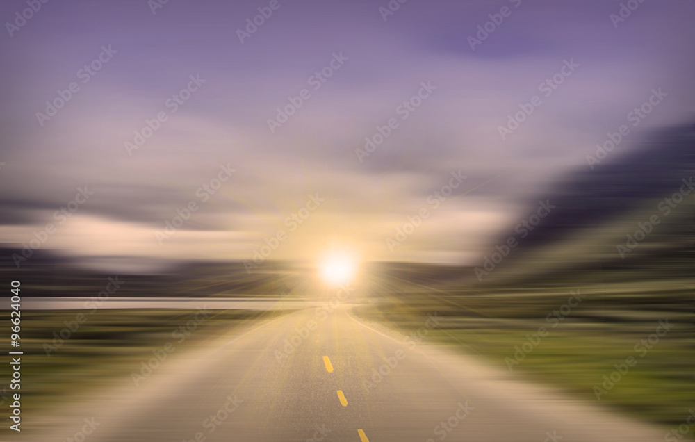 Empty countryside asphalt - blurred highway Empty countryside asphalt - blurred highway