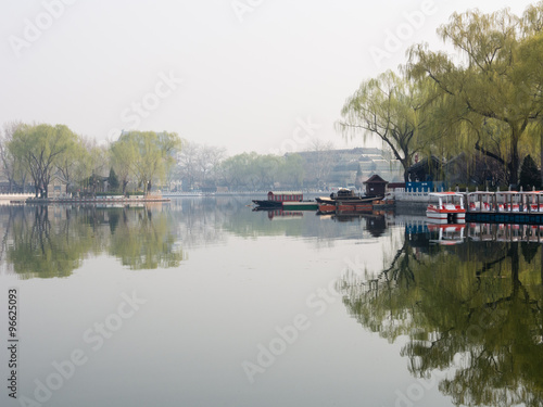 Morning mist over Sicha lake in Old Beijing