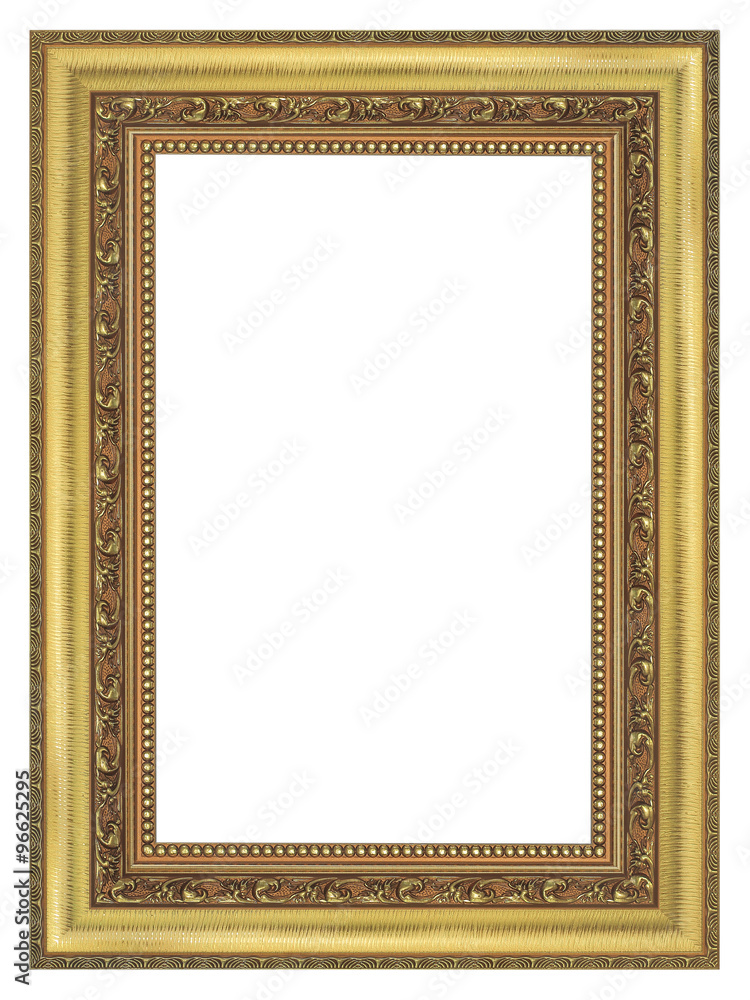 The antique gold frame on the white background The antique gold frame on the white background