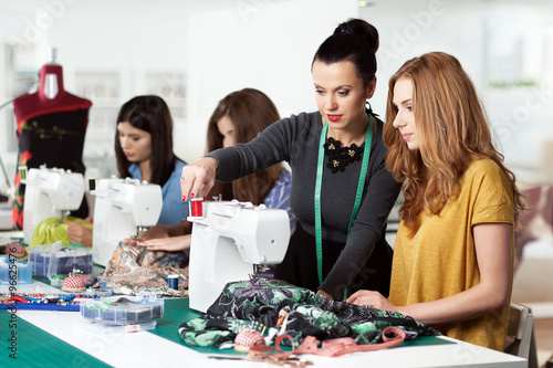 Women in a sewing workshop photo