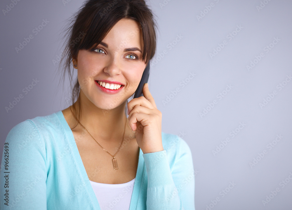 Woman using and reading a smart phone Woman using and reading a smart phone