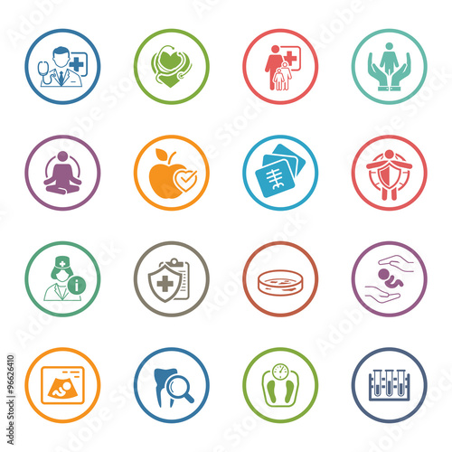Medical and Health Care Icons Set. Flat Design.
