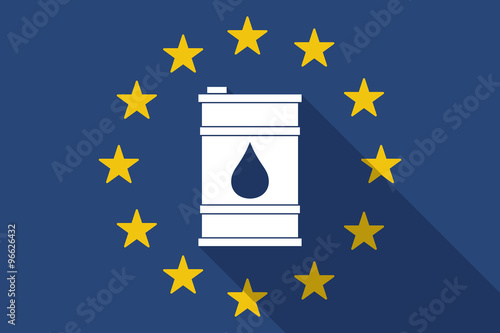 European Union  long shadow flag with a barrel of oil