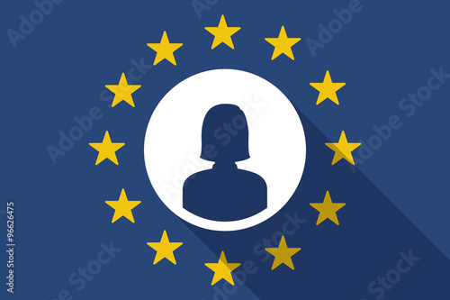 European Union  long shadow flag with a female avatar