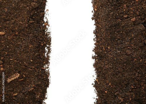 Soil on white background