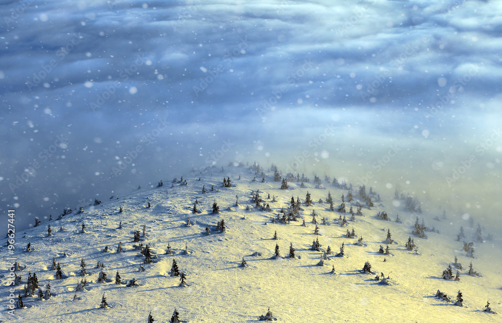 Fototapeta premium Peaks above clouds