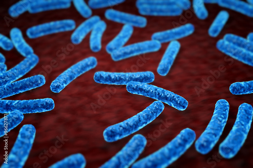 Photography Bacteria under microscope effect 3D illustration.