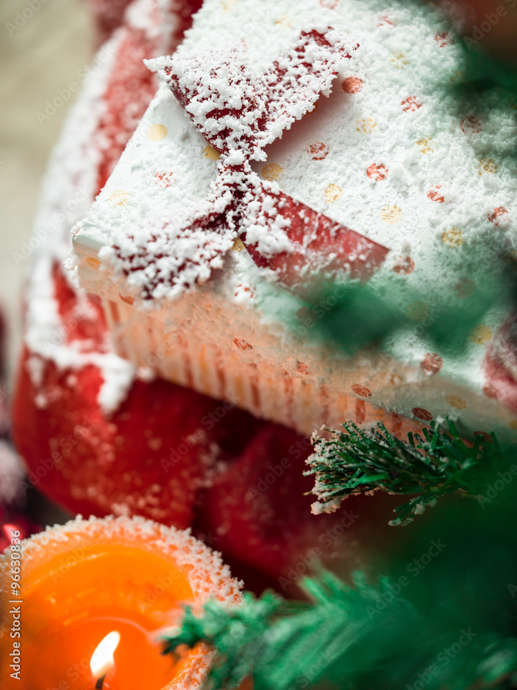 Christmas Decoration Over Wooden Background Christmas Decoration Over Wooden Background