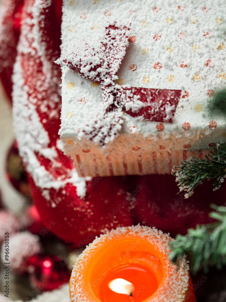 Christmas Decoration Over Wooden Background Christmas Decoration Over Wooden Background
