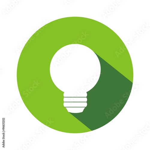 Icono de bombilla redonda sobre fondo verde