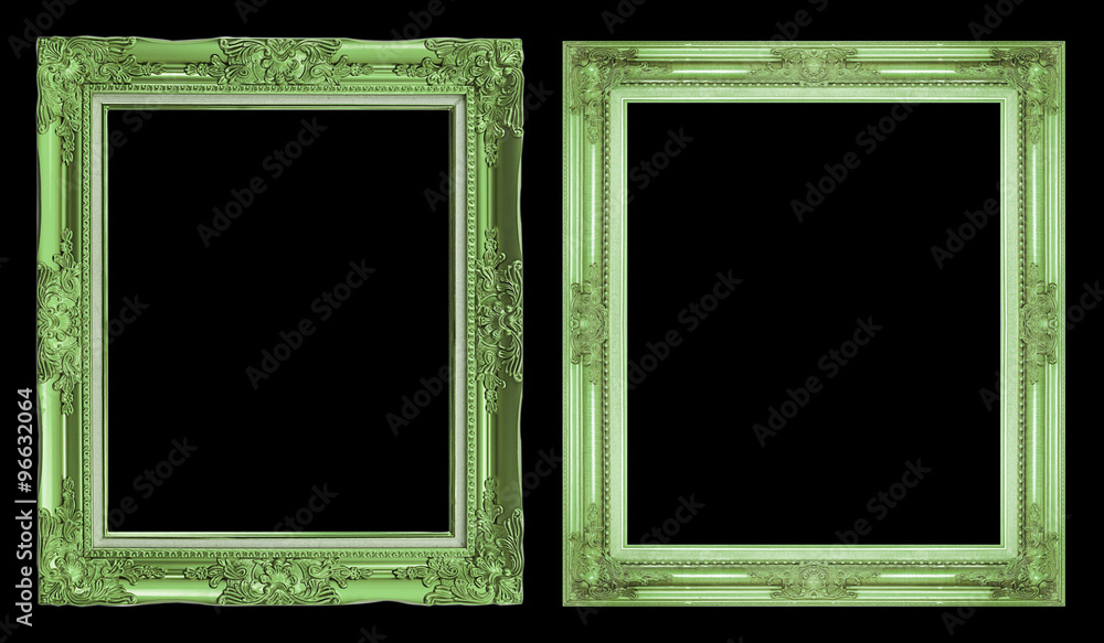 collection 2 antique green frame isolated on black background, c collection 2 antique green frame isolated on black background, c