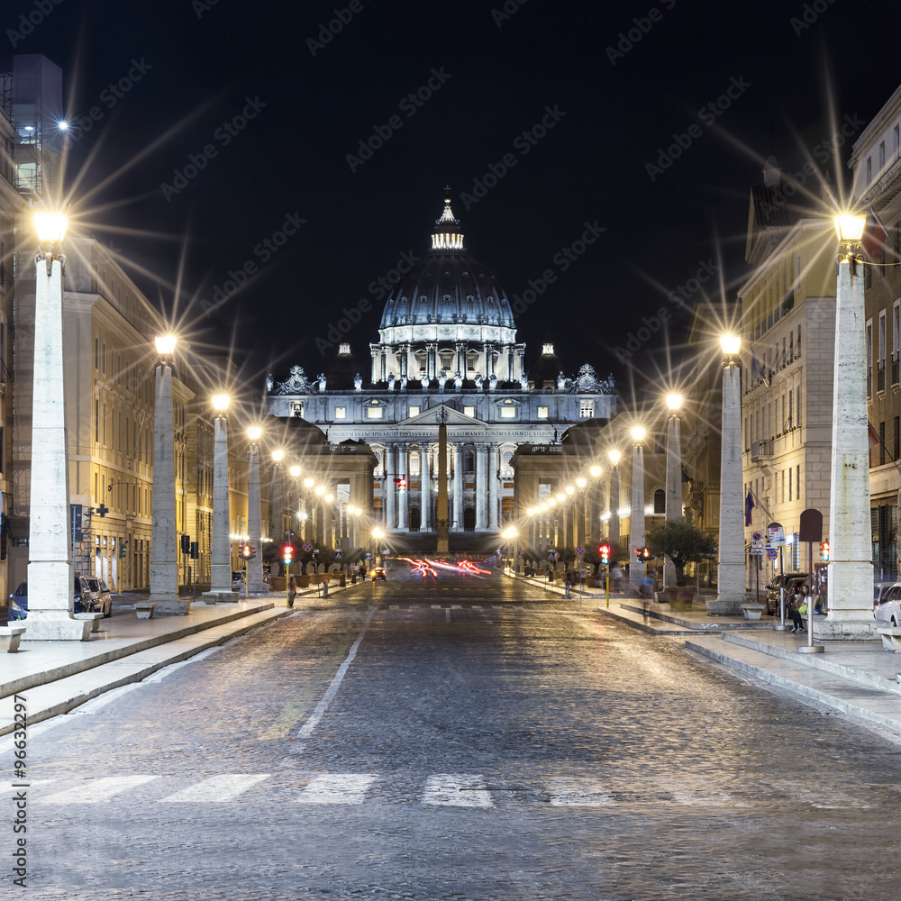 Lot of lights in the night front of the Vatican