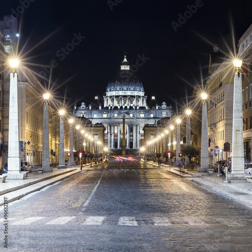Lot of lights in the night front of the Vatican