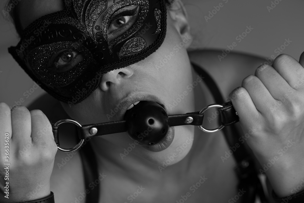 Sexy Woman With Mask And Ball Gag Stock Photo Adobe Stock