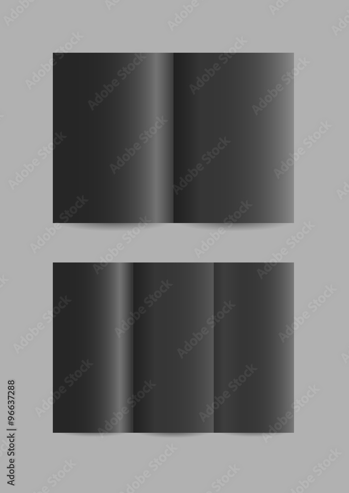 Vector simple folded black paper leaflets