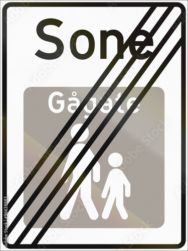 Norwegian road sign - End of pedestrian zone. Sone means zone, Gagate means walk street photo