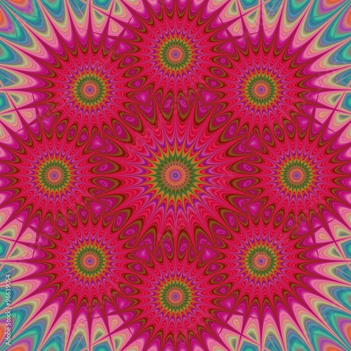Red abstract star fractal mandala design