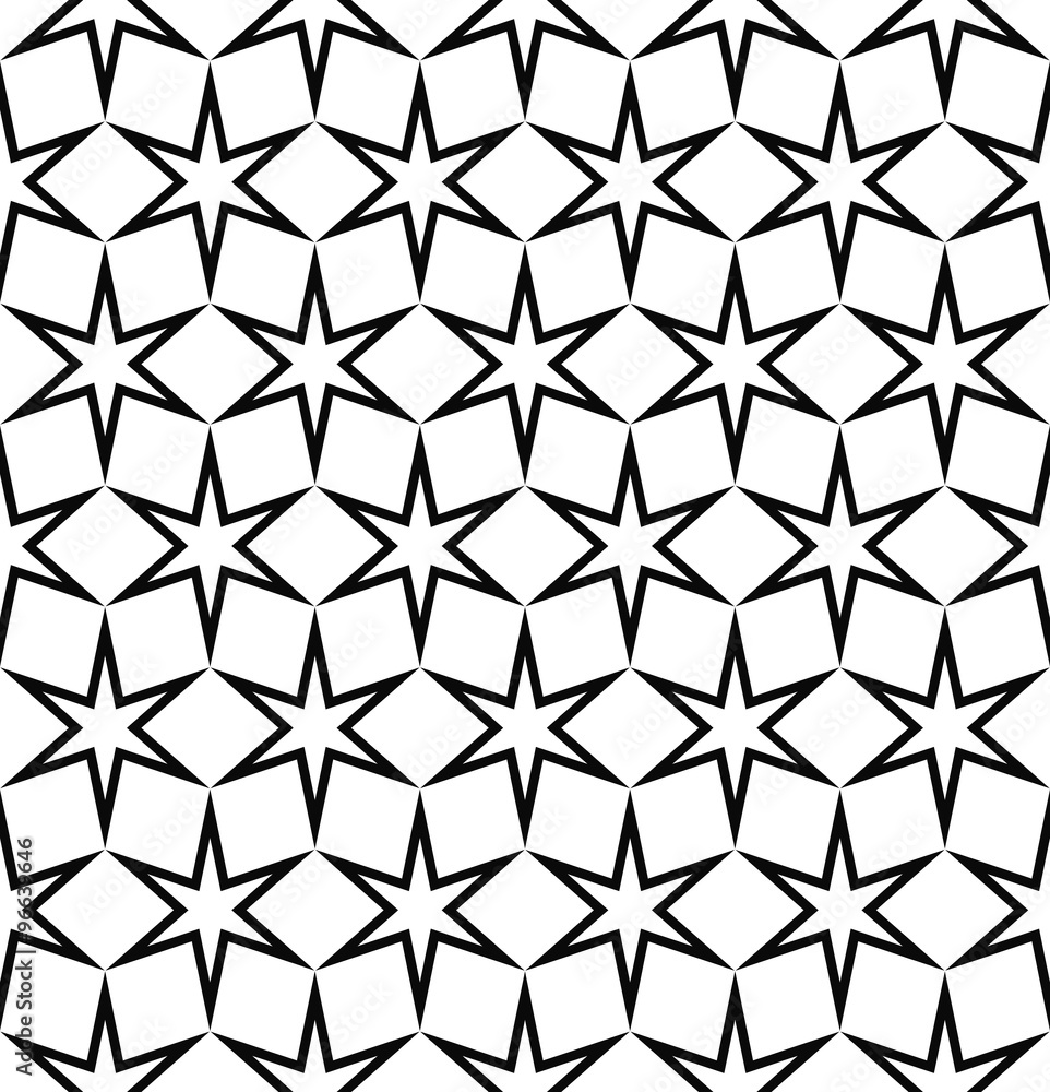 Seamless black and white star pattern